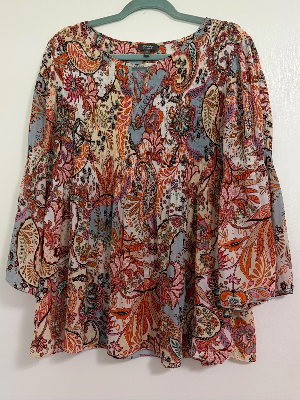 Woven Paisley Print Peasant Blouse - Multi Colored